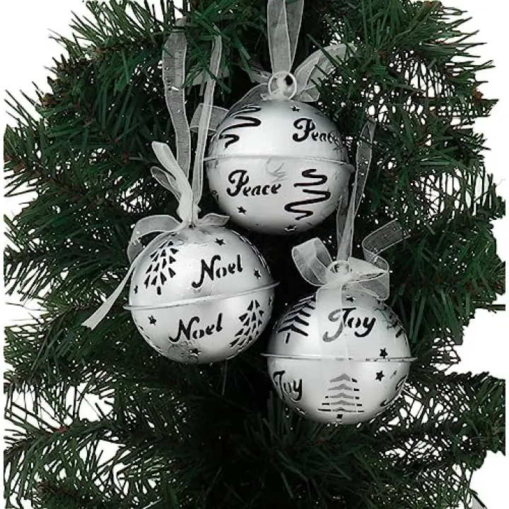 Metal Silver Bell Ornaments, 3 Assorted
