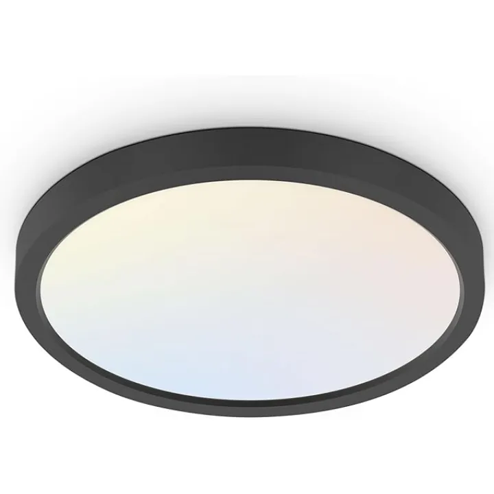 hykolity 18 Inch LED Round Flat Panel Light, Black, 32W, 3200lm, 3000K/4000K/5000K CCT Selectable, 120°Beam Angle, Dimmable Edge-Lit Flush Mount Ceiling Light Fixture - ETL Listed