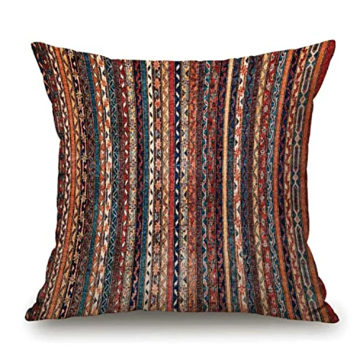Solekla Turkish Style Pillow Cover 18x18 Inch, Vintage Persian Oriental Turkish Carpet Pattern Decorative Pillow Case Home Decor Square 18x18 Inches Pillowcase