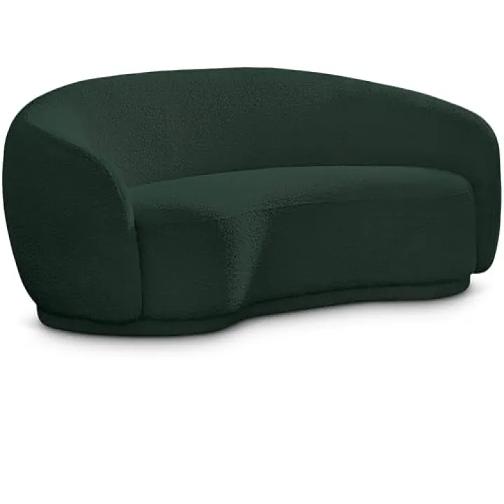 Meridian Furniture 693Green-L Hyde Collection Modern | Contemporary Boucle Fabric Upholstered Loveseat, Green, 64" W x 38" D x 27.5" H