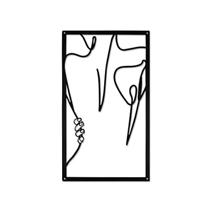 Songjum Metal Minimalist Abstract Woman Wall Art Line Drawing with Framed Female Body Single Line Metal Wall Art Decor for Bedroom Living Room Bathroom (Look Back)