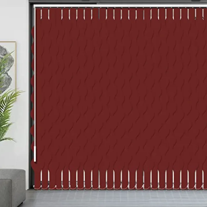 Cordless Window Shades Vertical Blinds, Energy Saving Protect UV Light Filtering S Vertical Blinds for Windows, Wine Red