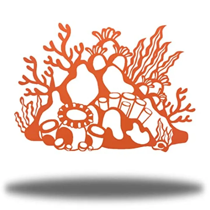 Riverside Designs Coral Reef | Coastal Metal Wall Art Steel Home Decor | Made in USA | Multiple Colors and Sizes (Coral, 12")