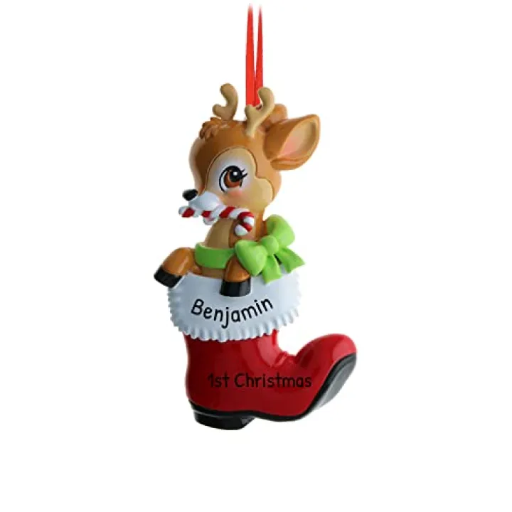 Personalized Christmas Ornaments 2025 - Reindeer Ornaments Christmas Stocking Stuffers with Name Moose Xmas Customized for Keepsake Deer for Tree