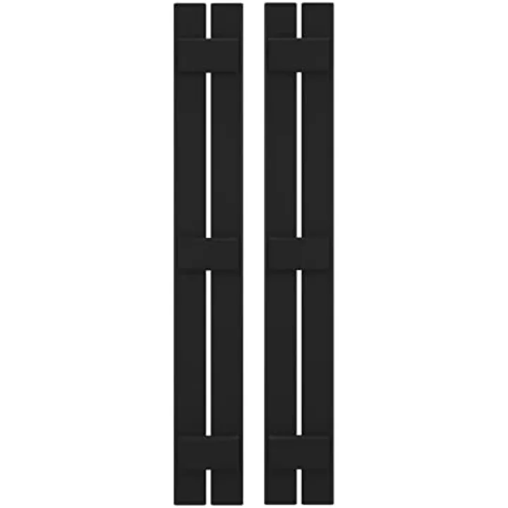 Ekena Millwork ARW401SB207X84BLH Americraft Two 3 Exterior Real Wood Spaced Board-n-Batten Shutters (Per Pair), Black