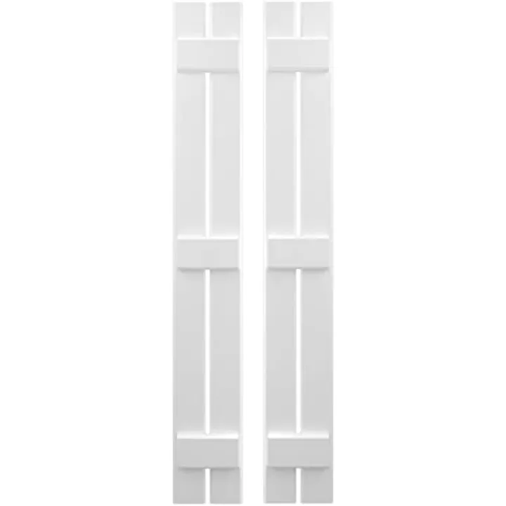 Ekena Millwork ARW401SB207X66WHH Americraft Two 3 Exterior Real Wood Spaced Board-n-Batten Shutters (Per Pair), White