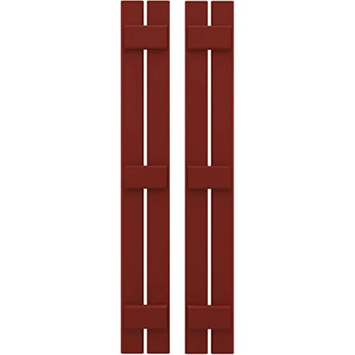 Ekena Millwork ARW401SB207X74MRH Americraft Two 3 Exterior Real Wood Spaced Board-n-Batten Shutters (Per Pair), Pepper Red