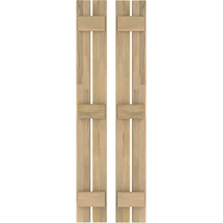 Ekena Millwork ARW401SB207X73UNH Americraft Two 3 Exterior Real Wood Spaced Board-n-Batten Shutters (Per Pair), Unfinished