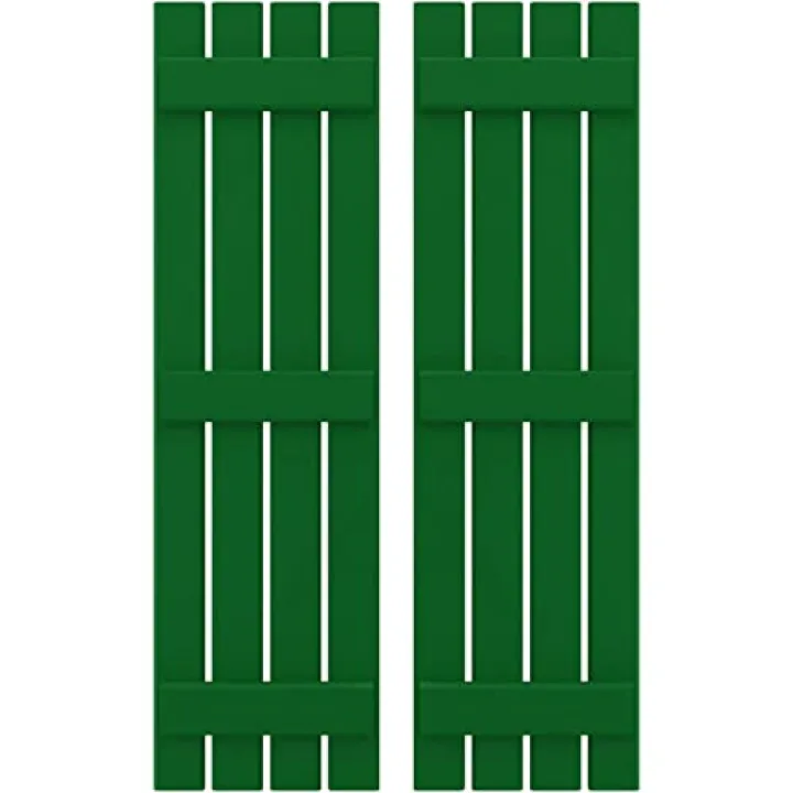 Ekena Millwork ARW401SB415X75HGH Americraft Four 3 Exterior Real Wood Spaced Board-n-Batten Shutters (Per Pair), Viridian Green