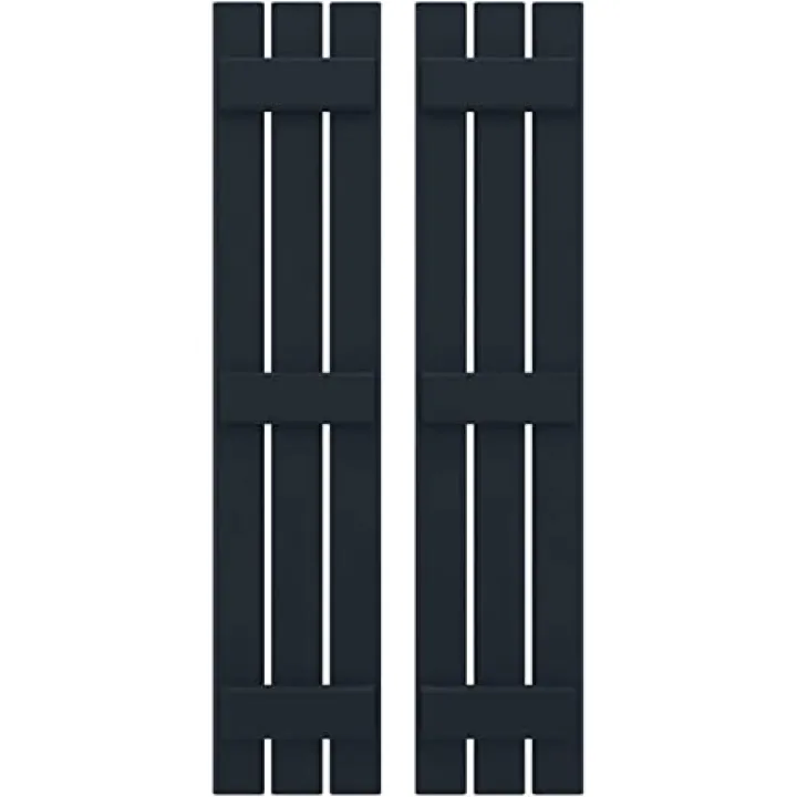 Ekena Millwork ARW401SB311X81OBH Americraft Three 3 Exterior Real Wood Spaced Board-n-Batten Shutters (Per Pair), Starless Night Blue