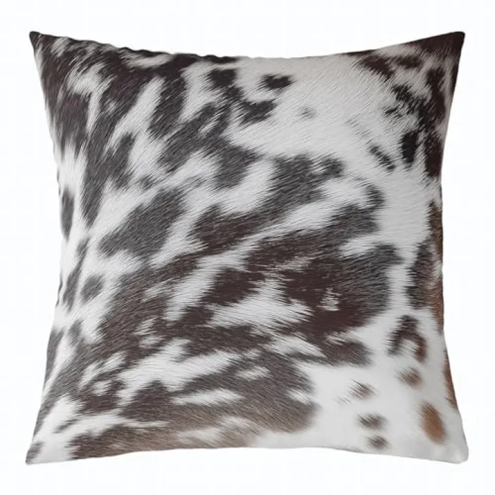 Brown Cowhide Throw Pillow Cover 22x22 Aztec Black White Cow Print Pillow Cover Western Farm Animal Cushion Cover For Kids Boys Girls Men Women Rustic Cowboy Cow Fur Decorative Pillow Cover