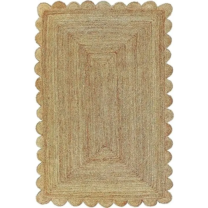 Scallop Pattern Jute Bohemian Area Rug (4' x 6')