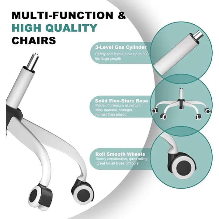 Mimoglad Office Chair, High Back Ergonomic Desk Chair with Adjustable Lumbar Support and Headrest, Swivel Task Chair with flip-up Armrests for Guitar Playing (Modern, Ivory White)