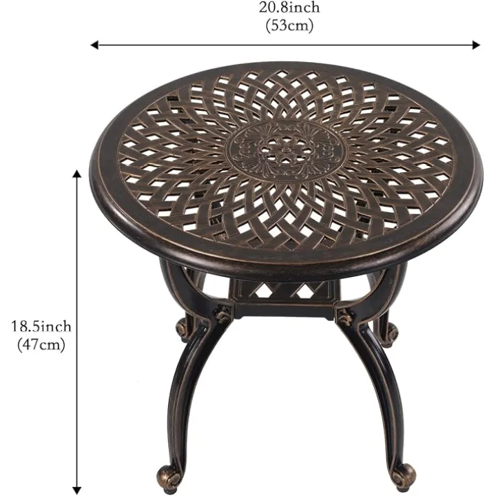 C/G Outdoor Side Tables,Cast Aluminum Patio End Tables,Anti-Rust Coffee Table for Garden Patio Lawn (Round-end Tables, Copper)