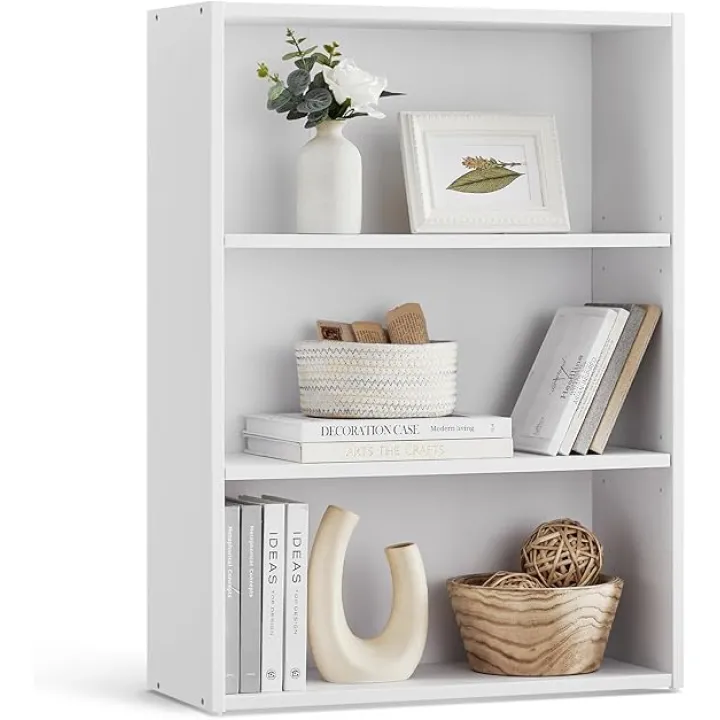 VASAGLE CUSTOS Collection - Bookshelf, 3-Tier Bookcase, Book Shelf, Open Storage Shelf, 9.4 x 23.6 x 32 Inches, for Living Room, Home Office, Dinning Room, Cloud White ULBC163T14