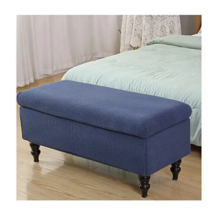 XGANGM Rectangle Storage Ottoman Cover with Lid Ottoman Cover Stretch Large/Medium/Small Storage Ottoman Bench Slipcovers Footstool Cover Rectangle Pouffe Covers,Royal Blue,1small