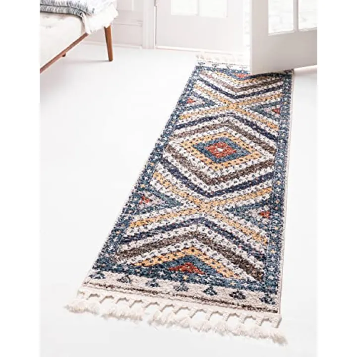 Unique Loom Aramis Collection Area Rug - Rio (2' 7" x 10' Runner, Blue/ Light Blue)