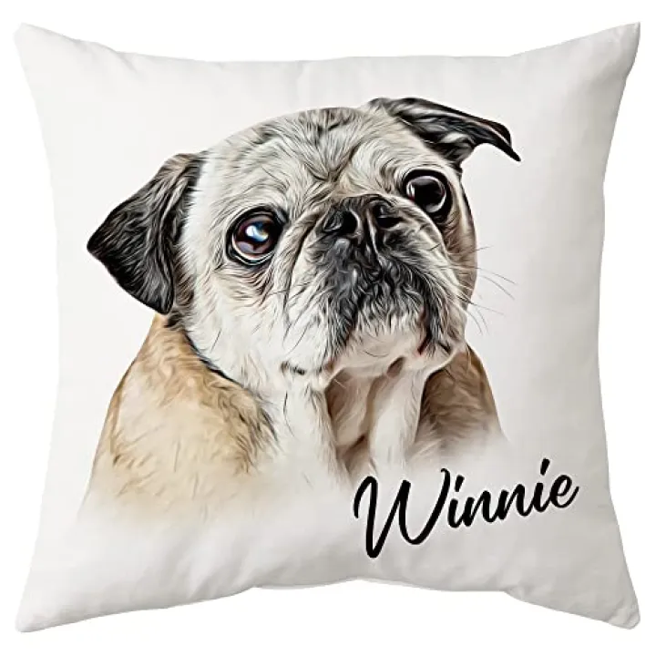 Hyturtle Personalized Dog Pillow with Insert 12"x12" Double-Sided Printed Gifts for Dog Cat Lover Pet Owner Mom Dad on Birthday - Pet Loss Gift - Custom Name Photo Sofa Home Decor Throw Pillow