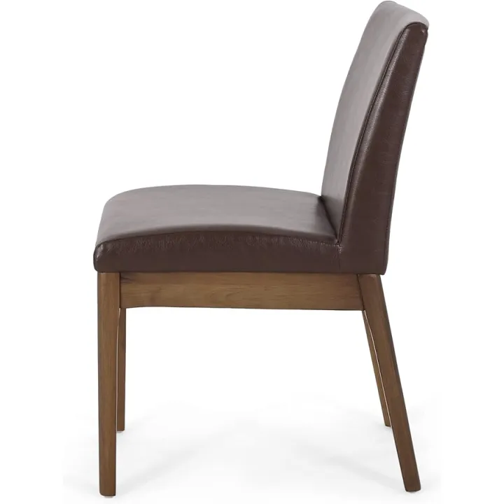 Christopher Knight Home Kwame Upholstered Dining Chairs - Faux Leather - Cognac Brown/Walnut (Set of 2)