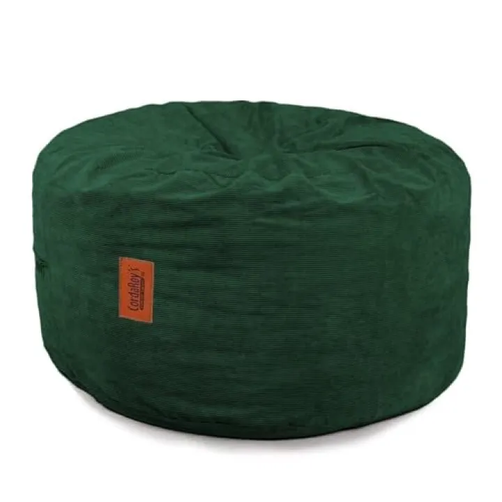 CordaRoy's Corduroy Bean Bag Pouf Footstool - Washable Fabric Ottoman Cover with Durable Foam Insert - Versatile Footrest for Basement, Living Room, Office - 26" x 17" - Rainforest | Made in The USA