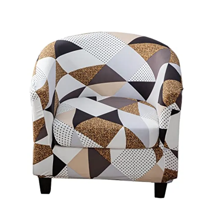 YOPOIY Stretch Club Chair Cover Polyester 2 Pieces Printed Barrel Chair Cover Removable Soft Tub Chair Slipcover Washable for Living Room -10