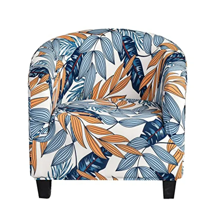 YOPOIY Club Chair Cover 1 Piece Barrel Chair Cover Stretch Soft Printed Tub Chair Slipcover Removable Furniture Protector for Hotel Living Room -8