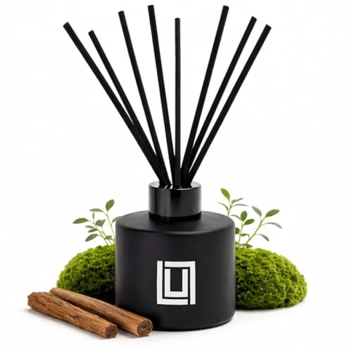 Lulu Candles | Reed Diffuser Set | After Dark - Mahogany Teak | 6 Reed Sticks | Scent Diffuser for Bedroom Bathroom Living Room & Office (4.2 FL Oz.)