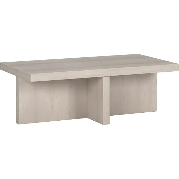 Henn&Hart 44" Wide Rectangular Coffee Table in Alder White, for Home, Living Room, Bedroom, Entertainment Room, Office