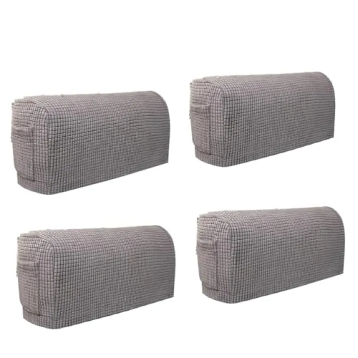 Garayma Sofa Armrest Covers Pack of 4 Pcs Arm Slipcovers with a Pocket Elastic Sofa Armrest Protector Removable Couch Arm Covers Anti-Slip Armrest Covers Christmas Decoration (Light Grey)
