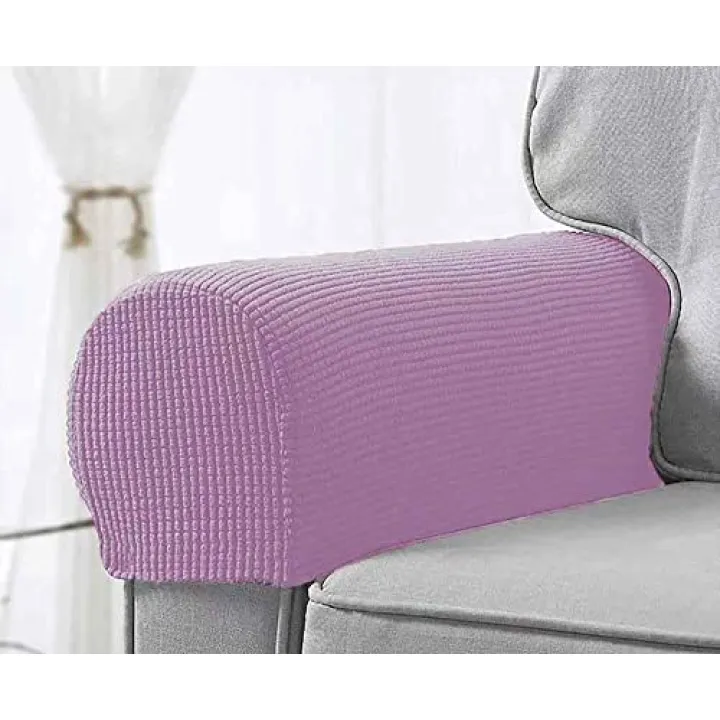 Lsmoosu Stretch Sofa Armrest Covers Armchair Slipcovers, Washable Armchair Slipcover Arm Cover for Sofa Chair Recliner (Small-5 Piece,Purple)