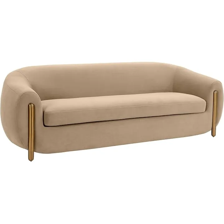 Tov Furniture Lina Cafe Au Lait Brown Velvet Sofa by Inspire Me! Home Décor