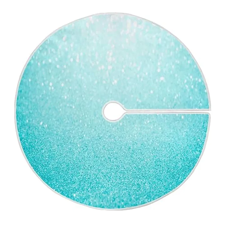 Teal Glitter Sparkle Tree Skirt Xmas Tree Skirt mat for Holiday Party Indoor Outdoor Home Office Decoration Paschal Decorated Mat Base Cover for Merry Christmas Decor & New Year Party 36 inch