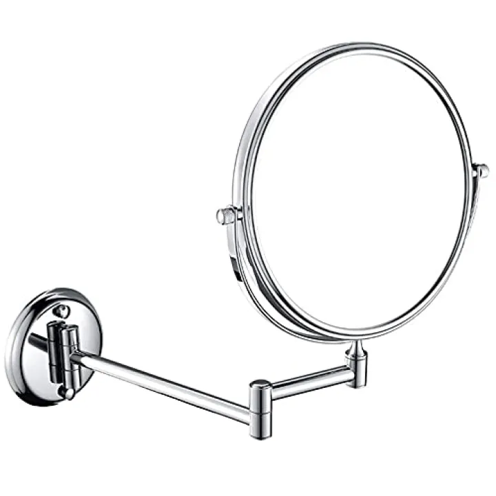 NOVOCE Makeup Mirrors Wall Mounted, 8 Inch Bathroom Magnifying Double Sided Adjustable Extendable Swivel Vanity Mirrors Cosmetic (Color : Chrome, Size : 3X)