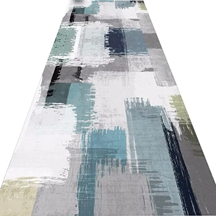 Abstract Soft Runner Rug with Rubber Backing Non Slip Washable Low Pile Carpet for Bedroom Entryway Laundry Room Bathroom Area Rugs,A,80x260cm(31x102inch)