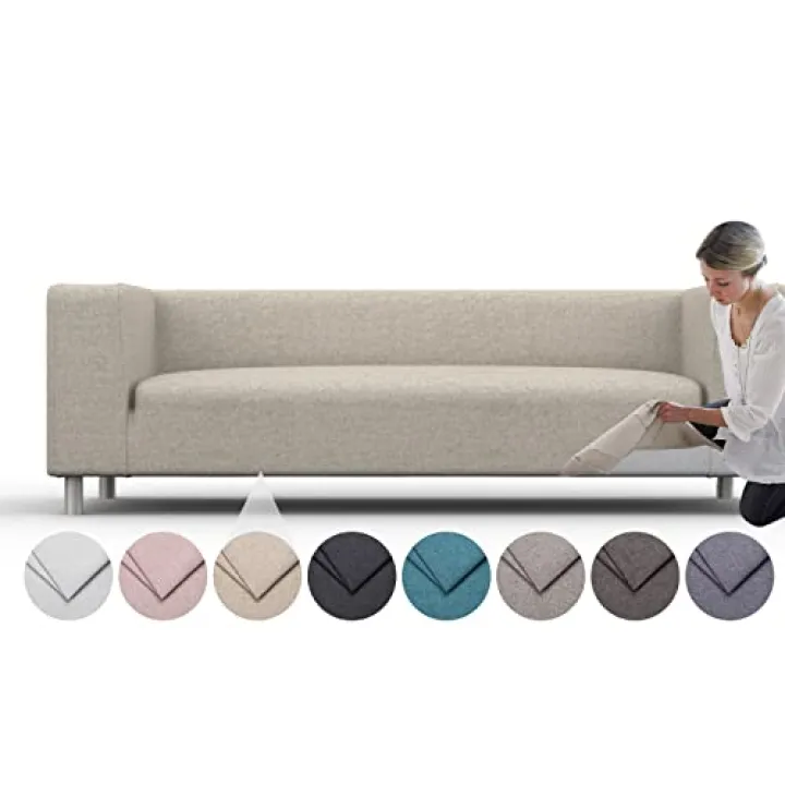 comfortly | Cover for Klippan 4 Seat Sofa, Replacement Slipcover, Heavy Duty 1 pcs Cover, Pets and Stain Proof Durable Nano-Tech Fabric, Easy to Clean & Replace (Cashmere Blends - Beige)