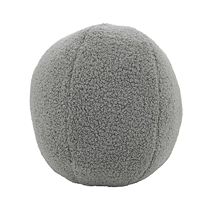 SARO LIFESTYLE Plush Playfulness Faux Fur Ball Poly Filled Throw Pillow, Grey, 10"