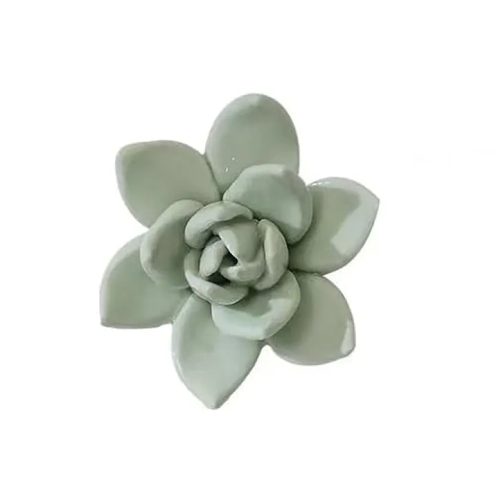 AMERRY Ceramic Wall Flower Decor Artificial 3D Flower Wall Art，Handmade 3D Wall Art Hanging Sculpture， Porcelain Flower Wall Décor (Light Green,Succulent Plant,2.76")