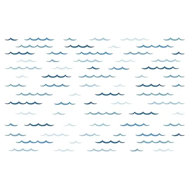 SUPERDANT Blue Ocean Waves Wall Stickers 100pcs Minimalist Sea Waves Wall Decor Curved Lines Sticker Vinyl DIY Decor Art for Kids Bedroom Baby Nursery Livingroom Home TV Background Decals 46x11in