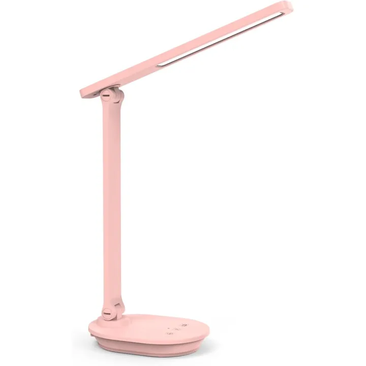Pink Desk Lamp College Dorm Essentials for Girls, 3 Color Dimmable Reading Lamp, Cordless Rechargeable Battery Operated, USB Powered, Cute LED Desk Lamps for Home Office, Bedrooms, Study