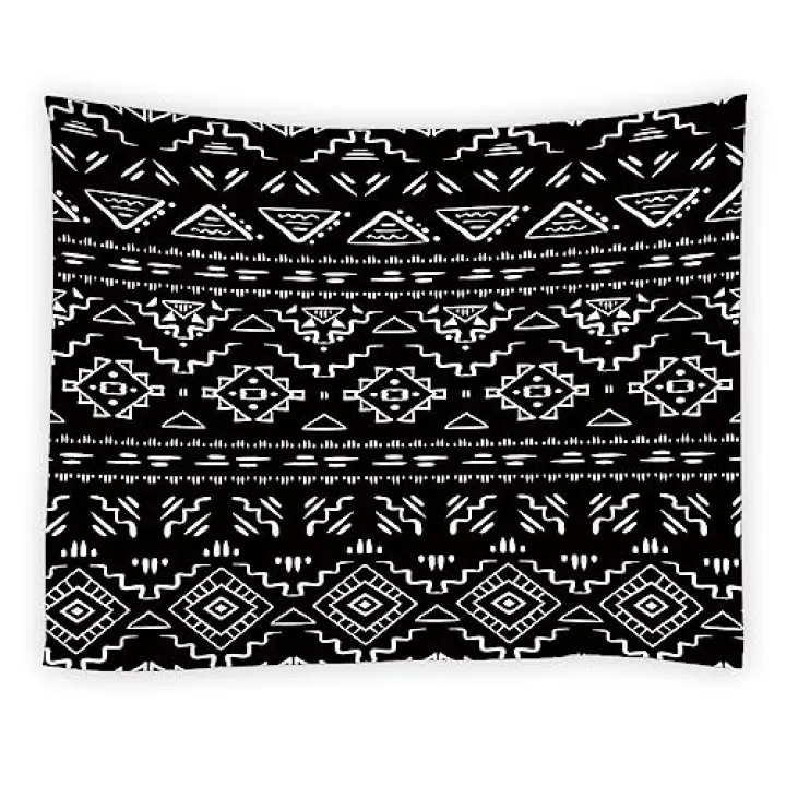 ABONAN Black White Boho Tapestry Black White Boho Geometric Modern Farmhouse Tribal Retro Western Aztec Abstract Mid Century Art Home Decor Wall Hanging Art Decor Living Room Bedroom Decorations(59.1