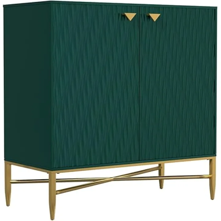 Modern Accent Cabinet with Doors, Sideboard Cabinet with Gold Metal Legs for Living Room,Entryway and Kitchen Dining Room,Green