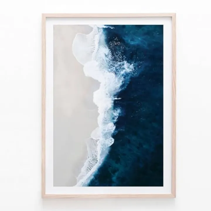 Ocean Wave Canvas Wall Art Navy Blue Ocean Pictures Beach Scene Painting Modern Coastal Prints Nature Ocean Wall Art Blue Ocean Paintings Ocean Landscape Poster for Living Room Bedroom 16x24in
