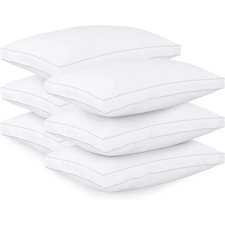 Utopia Bedding Bed Pillows for Sleeping Standard Size (White), Set of 6, Cooling Hotel Quality, Gusseted Pillow for Back, Stomach or Side Sleepers