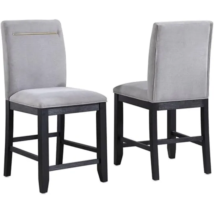 BOWERY HILL Modern Rubbed Charcoal and Light Gray Fabric Counter Chair (Set of 2)