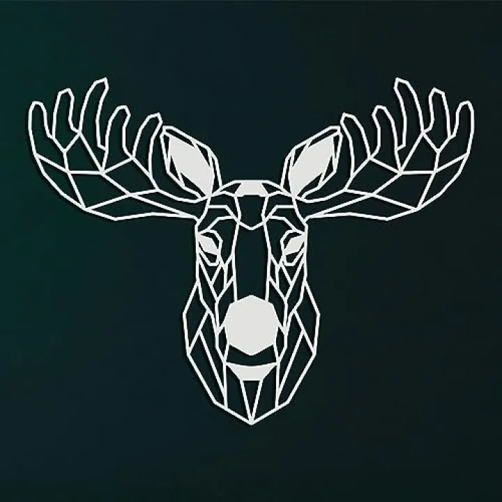 Geometric Moose Metal Wall Art, Metal Wall Decor, Living Room Decor, Indoor Outdoor Wall Sculpture, Large Modern Unique Wall Sign (White, *39"W x 28"H / 90x70cm)