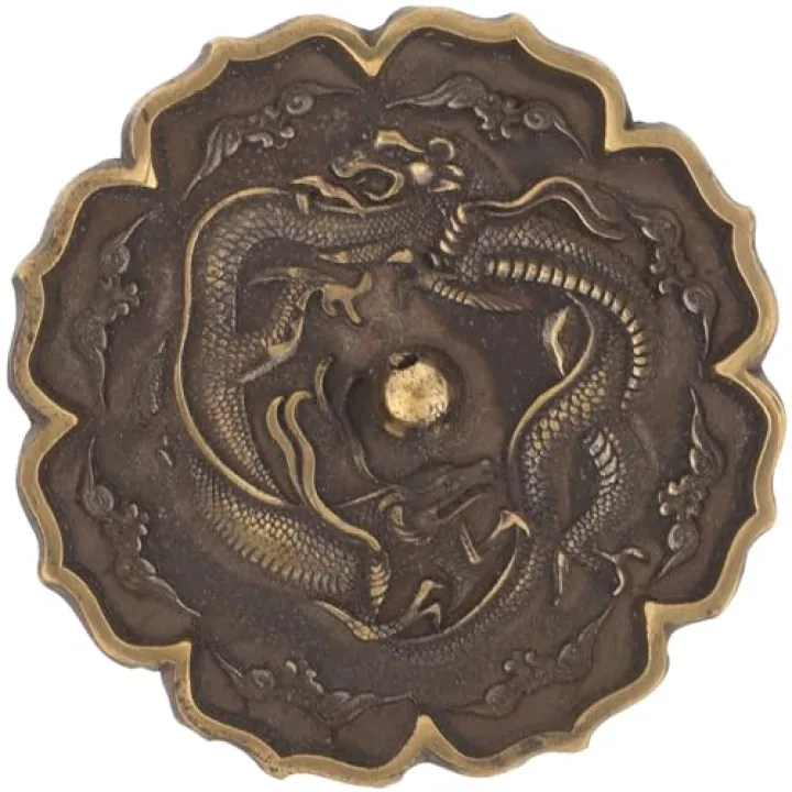 Garneck Retro Mirror -Bronze Mirror with Gragon&Flower - Chinese Style for Fengshui Decoraton - Classical Zodiac Gragon Decoration for Newyear