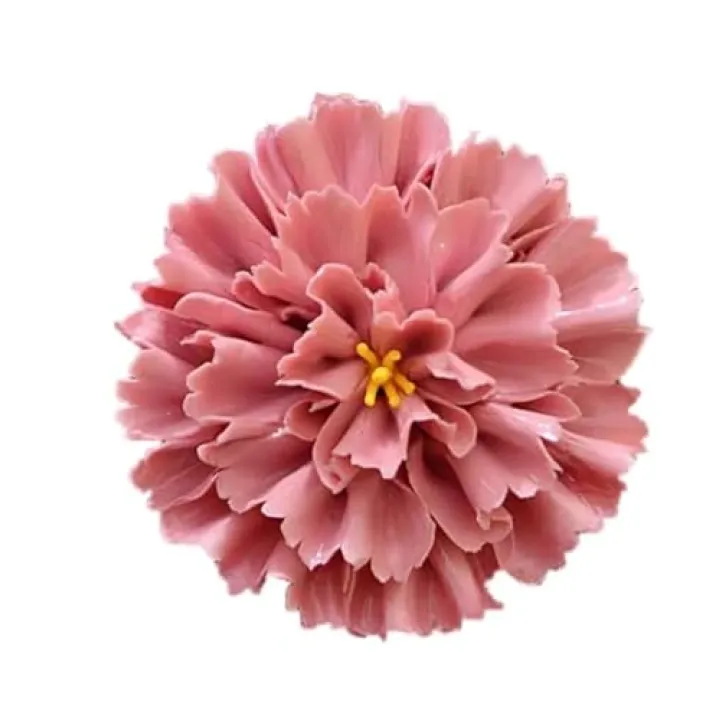 AMERRY Ceramic Wall Flower Decor Artificial 3D Flower Wall Art，Handmade 3D Wall Art Hanging Sculpture， Porcelain Flower Wall Décor (Pink,Carnation,3.54")