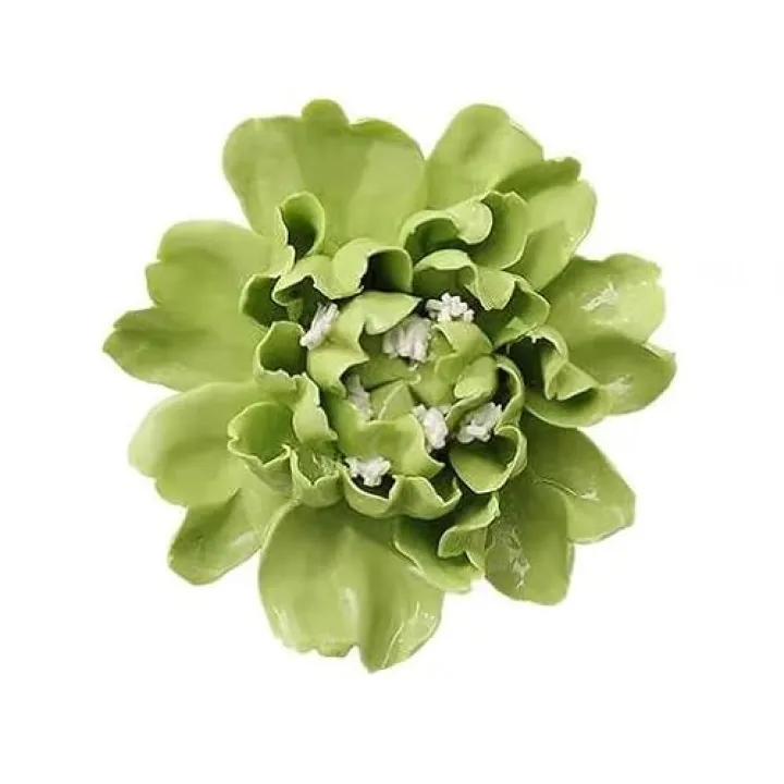 AMERRY Crape Myrtle,4.72",Ceramic Wall Flower Decor Artificial 3D Flower Wall Art，Handmade 3D Wall Art Hanging Sculpture， Porcelain Flower Wall Décor (Fruit Green)