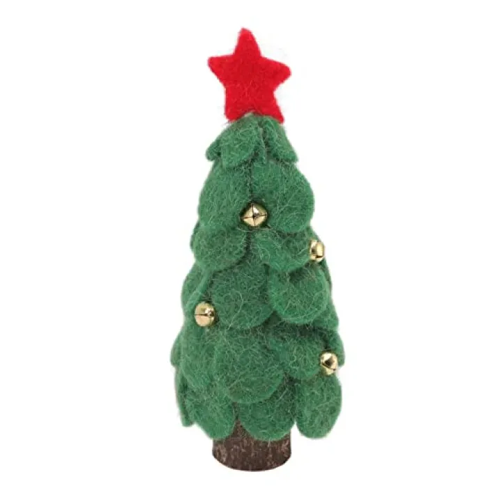 Wool Felt Christmas Tree, Felt Christmas Xmas Decoration Party Supplies Gifts, Reusable Table Top Orament,Small Christmas Tree Decorations for Home Display Window(Green)