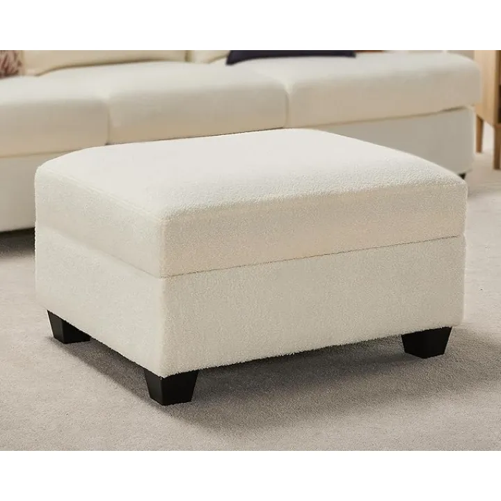 VanAcc Sofa, Comfy Sofa Couch with Extra Deep Seats, Modern Sofa- Ottoman Sofa, Couch for Living Room Apartment Lounge, Offwhite Bouclé
